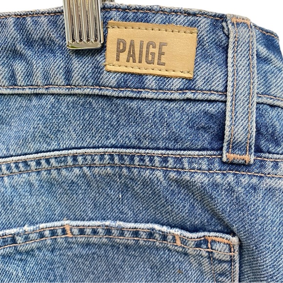 Paige Margot High Rise Distressed Raw Hem Denim Shorts In Kat Destructed NWT - Picture 9 of 15